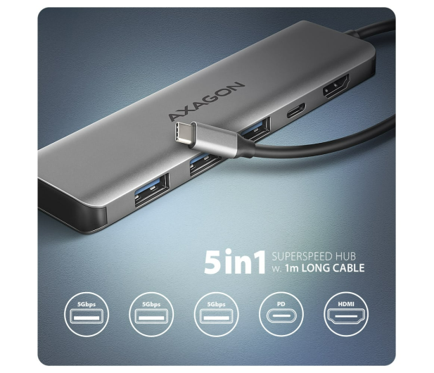 Axagon HMC-5H USB-C 5Gbps 5in1 hub - 1485452 - zdjęcie 4